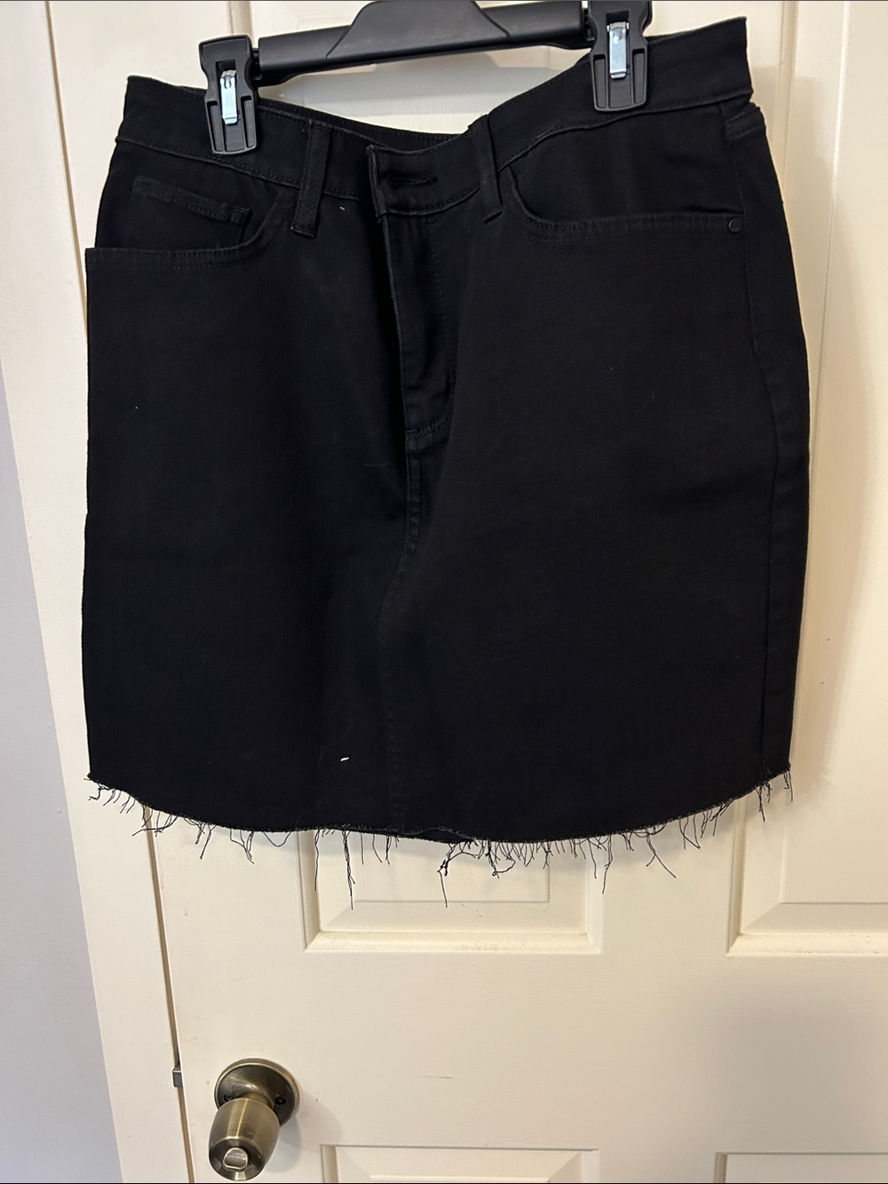 a.n.a Black Denim Mini Skirt with Raw Hem